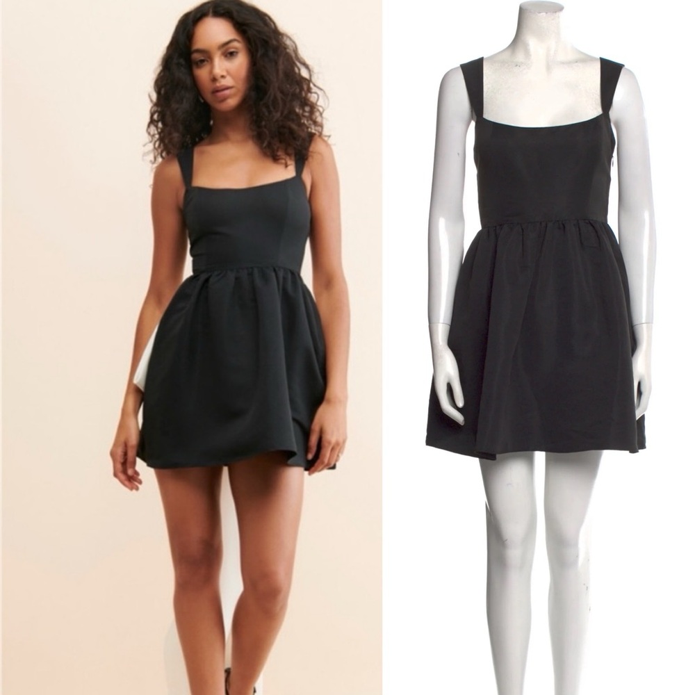 Sachin & Babi Blaine Square Neck Taffeta Mini Dress, Black, size 6